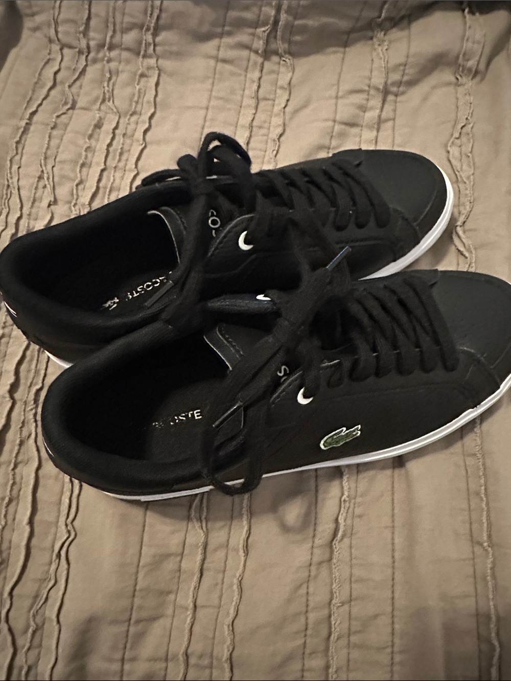 Lacoste Black Low-Top Sneakers with Green Croc Accent